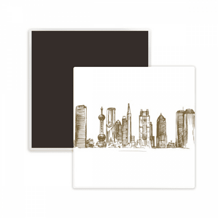 

Shanghai China Landmark Sketch Square Ceracs Fridge Magnet Keepsake Memento