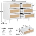 thumbnail image 2 of LAZZO 6-Drawer Rattan Dresser, Modern Chest of Drawers, Wooden Storage Organizer for Bedroom, Living Room & Hallway, White, 2 of 8