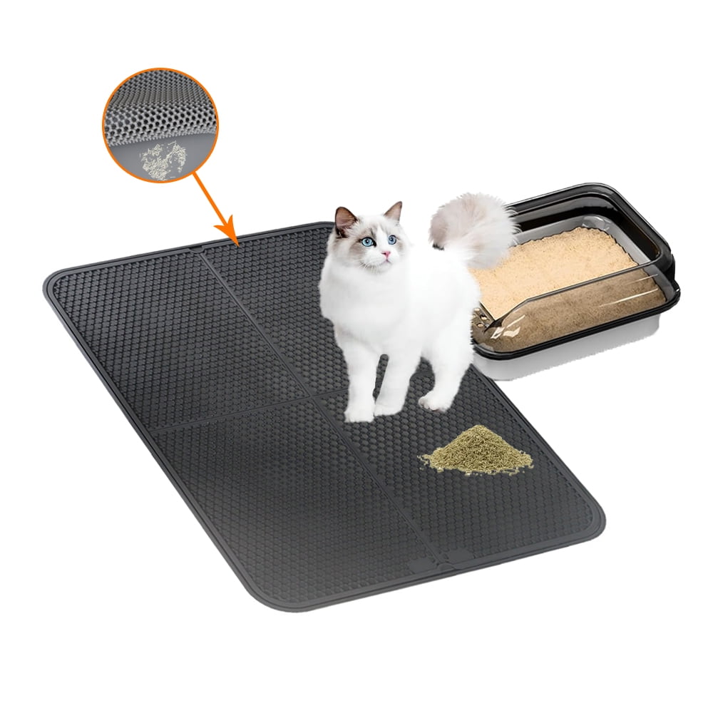 MIDOQIN Silicone Cat Litter Mat, Double Thickened 33'' x 25" Large Litter Trapping Mat