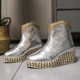thumbnail image 4 of NECHOLOGY Botas Mujer Zapatos Botines para mujer Botas De Tobillo con Cremallera Occidental Vintage De Tamaño para Mujer Zapatos Sólidos con Punta Redonda y Tacón Corto con Cuña (Silver, 8.5), 4 of 7