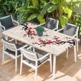 thumbnail image 2 of Red Spring Floral Table Cloths for 6 Foot Rectangle Tables, Birds Branches Watercolor Flowers Rustic Patio Waterproof Elastic Fitted Tablecloths, Washable Rectangular Table Cover for Camping, 2 of 8
