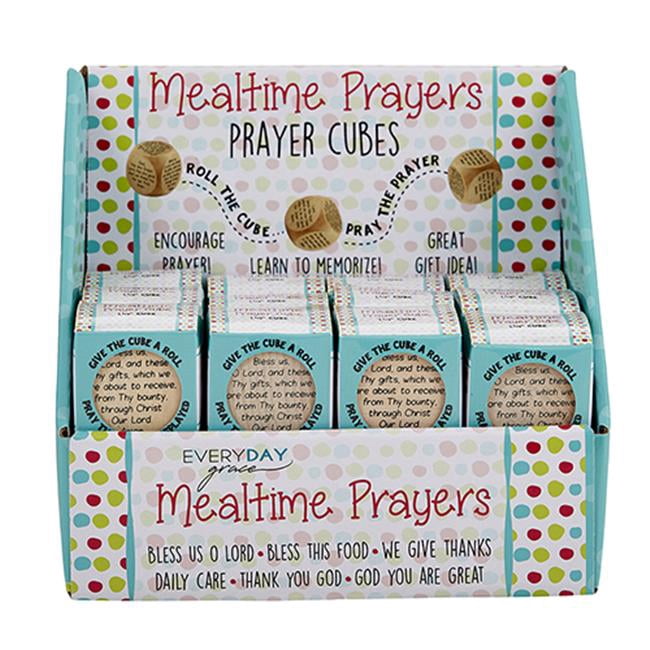 Bedtime Prayer Cube Display Set - 24 Wooden Cubes With 6 Different Prayers For Nighttime Thanks