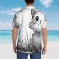 thumbnail image 4 of Sikiie Cute Cat Meadow Sketch Print Men's Hawaiian Shirt, Summer Beach Button Pocket Short Sleeve T-Shirt,3X-Large, 4 of 7