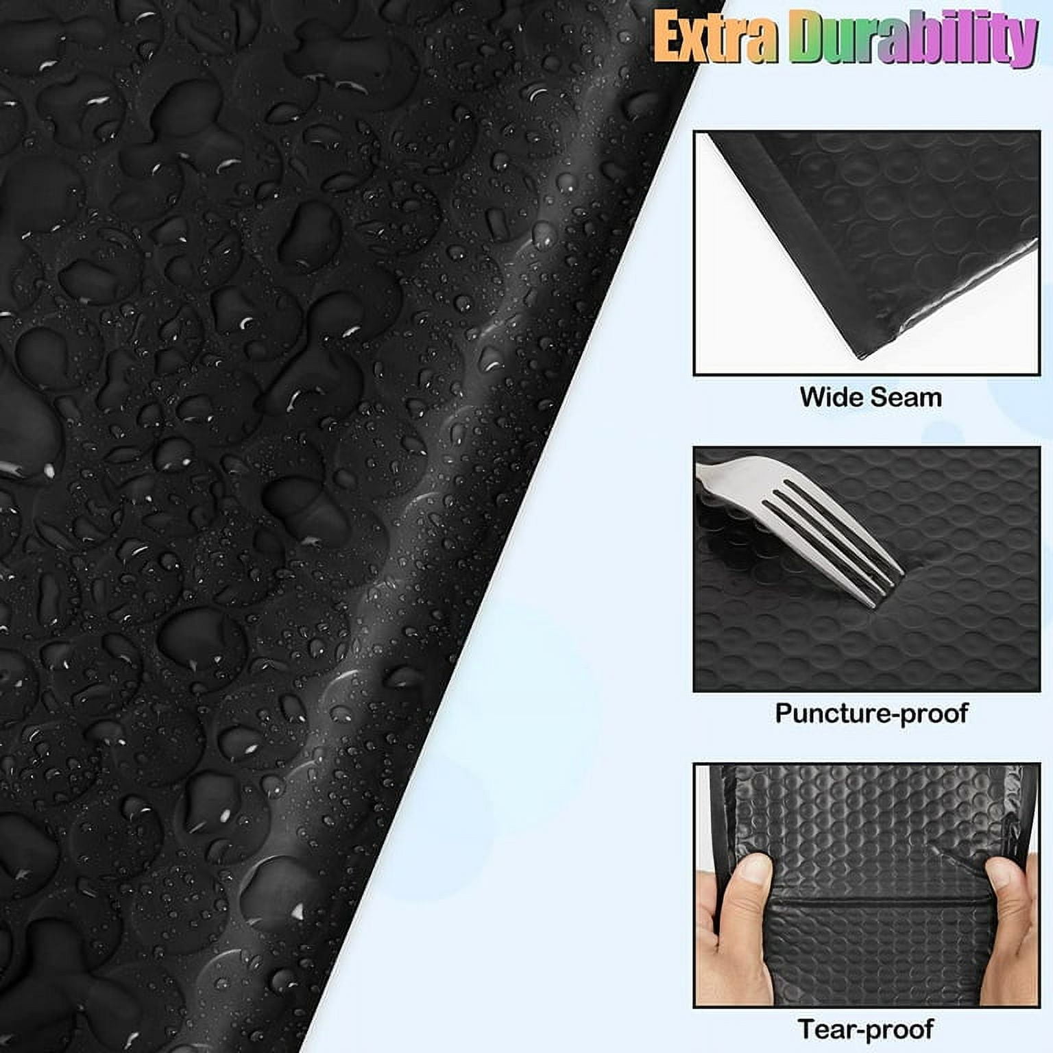 4 x 8 Inch Bubble Mailers 100 Pack, Self Seal Padded Envelopes for Small Business, Waterproof Shipping Bags, Black