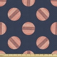 thumbnail image 1 of Abstract Fabric by the Yard, Geometric Circles with Little Dotted Doodle on Polka Dots Backdrop Art Deco, Decorative Upholstery Fabric for Sofas and Home Accents, Coral Night Blue by Ambesonne, 1 of 5