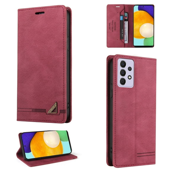 Allytech Wallet Cover for Samsung A52 Case, Shockproof PU Leather Kickstand Wallet Card RFID Blocking Magnetic Folio Holder, Book Style Anti-Scratch Phone Case For Samsung Galaxy A52 5G/4G,Red