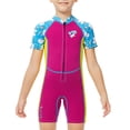 thumbnail image 1 of Greeniant Traje de neopreno para niños, traje de baño de una pieza de manga corta con cuello Multicolor para niñas, traje de baño para nadar y Deportes acuáticos Rojo púrpura METRO Greeniant OD003646-02, 1 of 6