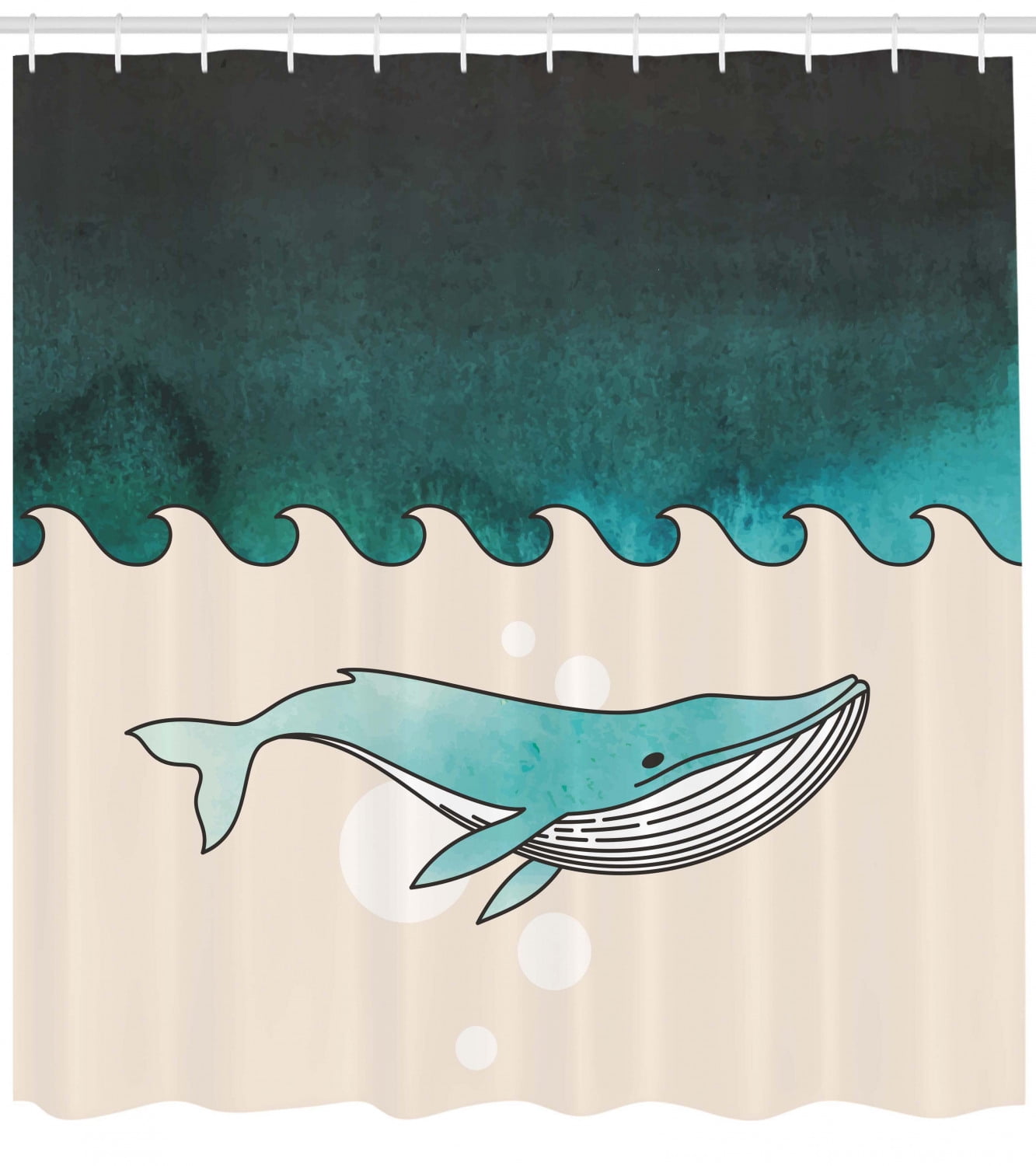 Whale Shower Curtain Fish Swimming In The Ocean Pattern