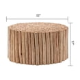 thumbnail image 3 of 32" Round Coffee Table, Wood Center Table, Circle Drum Tea Table with Handcrafted Relief for Living Room, 3 of 5