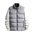 thumbnail image 3 of Capreze Stand Collar Outwear Solid Color Jacket Vest Men With Pockets Full Zip Waistcoat Winter Warm Coat Grey M, 3 of 3