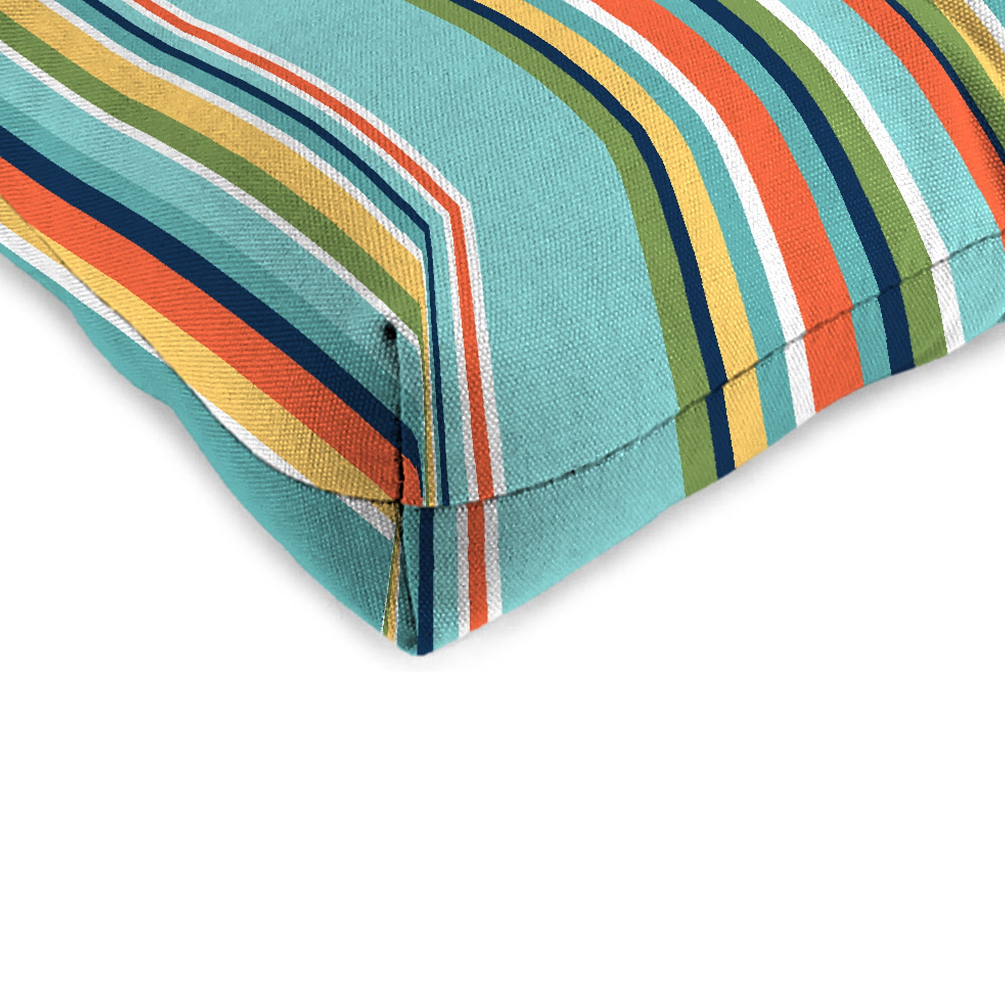 Jordan Manufacturing 18" x 18" Mamba Pelican Blue Stripe Square Tufted Contoured Outdoor Wicker Seat Cushion (2 Pack)