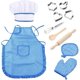 thumbnail image 1 of 1 Set of Blue Children's Chef Clothes, Apron and Chef Hat, etc. (11 pieces), Children's Kitchen Toy Cooking Set, 1 of 5