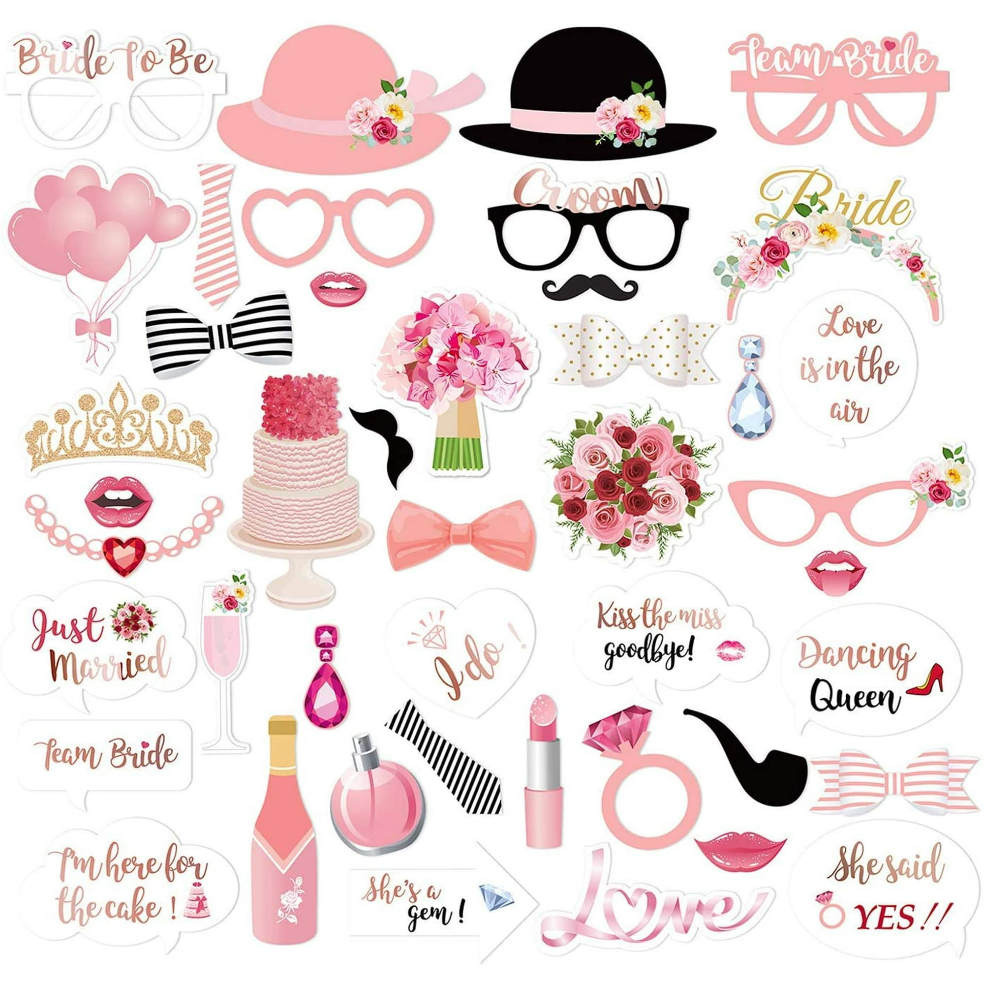Laslu 44 Pcs Wedding Bridal Shower Photo Booth Props Pink Bachelorette Party Selfie Props With Stick For Girls Night Walmart Canada Laslu 44 Pcs Wedding Bridal Shower Photo Booth Props Pink Bachelorette Party Selfie Props With Stick For Girls Night Walmart Canada
