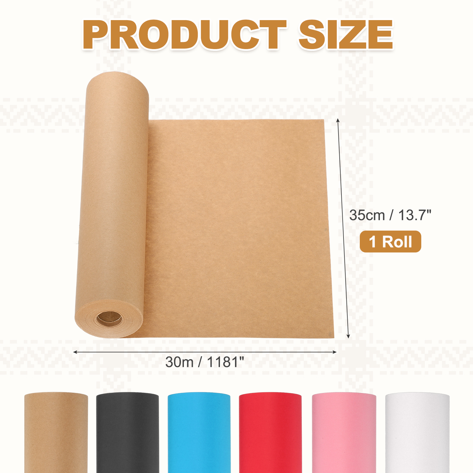 Uxcell Kraft Wrapping Paper Roll, 1181''x13.7'' Decorative Paper with Shrink Film for Gift Wrapping Bouquet Flower Bulletin Board Art Painting Craft Packaging Shipping, Dark Brown