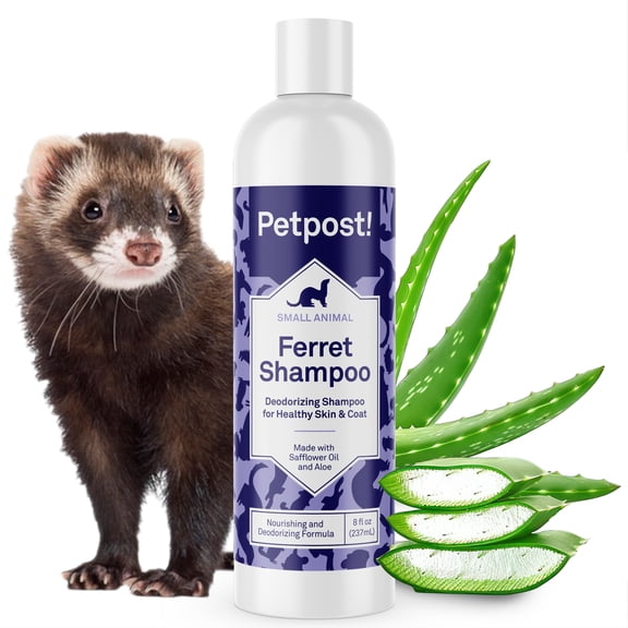 Petpost Ferret Shampoo - Natural Deodorizing Formula for Ferrets & Small Animals - Safflower Oil Cleanses Without Drying Skin - 8 oz