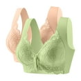 thumbnail image 2 of SYMOID Women's 2 Pack Front Closure Bra - Full Coverage, Wide Straps, Lace Detailing, Comfortable, Beige, Size L, 2 of 9