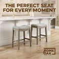 thumbnail image 6 of ROME + OAK Parker 26" Backless Saddle Kitchen Counter Stool, Oak, Grey Upholstery, 2 Pack, 6 of 12