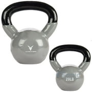 Victor Fitness VFKB20S 20lb Solid Cast Iron Vinyl Coated Silver Kettlebell