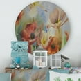 thumbnail image 2 of Designart 'Ancient Flowers In Dark Pastel Colours' Traditional Circle Metal Wall Art 23x23 - Disc of 23, 2 of 5
