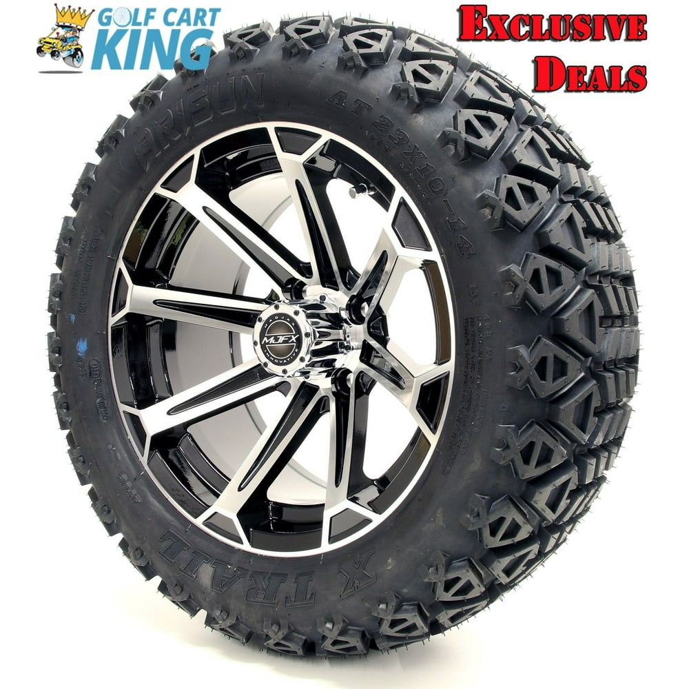 Golf Cart Wheels and Tires Combo 14" Madjax Vortex Machine/Black