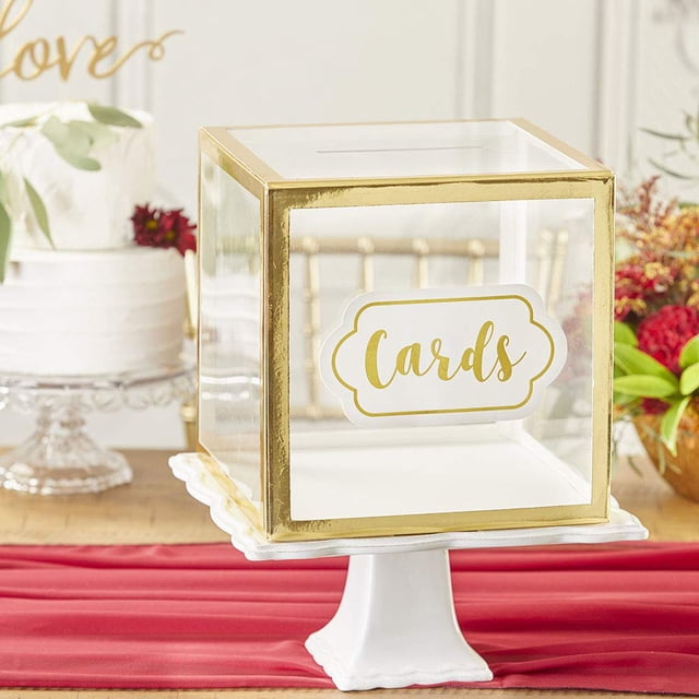 Kate Aspen Caja de tarjetas de regalo de dinero de acrílico plegable con marco dorado, talla única