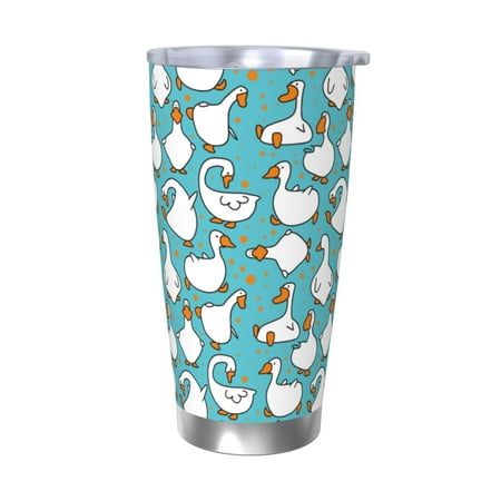 

Salouo Cartoon Funny Goose Print 20oz Tumbler with Lid Stainless Steel Vacuum Insulated Tumbler Durable Insulated Coffee Mug Thermal Cup with Splash Proof Sliding Lid-Without Straw