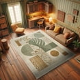 thumbnail image 3 of Ambesonne Mid Century Modern Boho Decorative Rug Carpet, Leaf Circle, 2' 2" x 3' 7", Tan Ginger and Laurel Green, 3 of 5