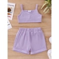 thumbnail image 2 of Suealasg Baby Girl Summer 2Pcs Outfits Set 3 6 9 12 18 24 Months Sleeveless Solid Color Cami Tops and Shorts Infant Girl Beach Party Clothes, 2 of 9