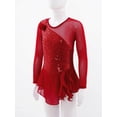 thumbnail image 3 of TTAO Girls Shiny Mesh Spliced Figure Ice Skating Dress Competition Dance Costumes Leotard Ballet Tutu Dress Red 8, 3 of 7