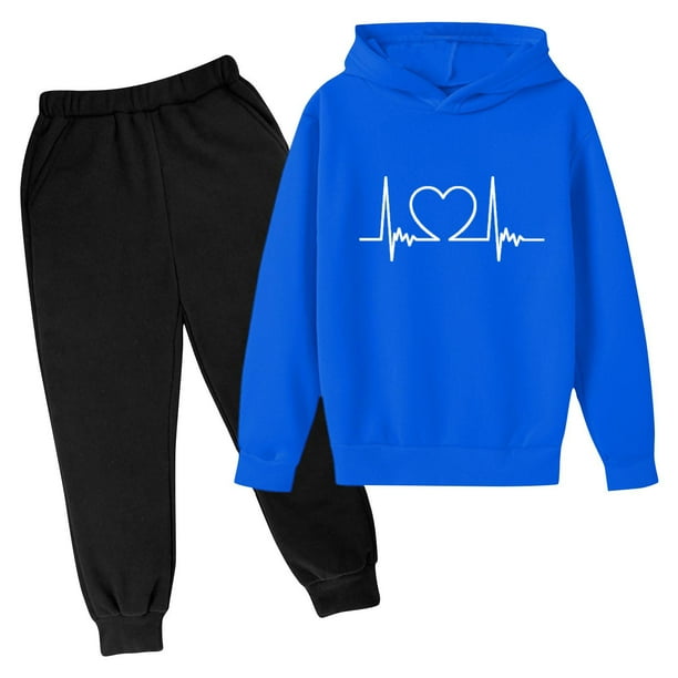 Odeerbi 3-14 Años Niños Niñas San Valentín Conjuntos Amor Impreso Sudaderas Capuchas Pantalones Niños Manga Larga Sudaderas Con Capucha