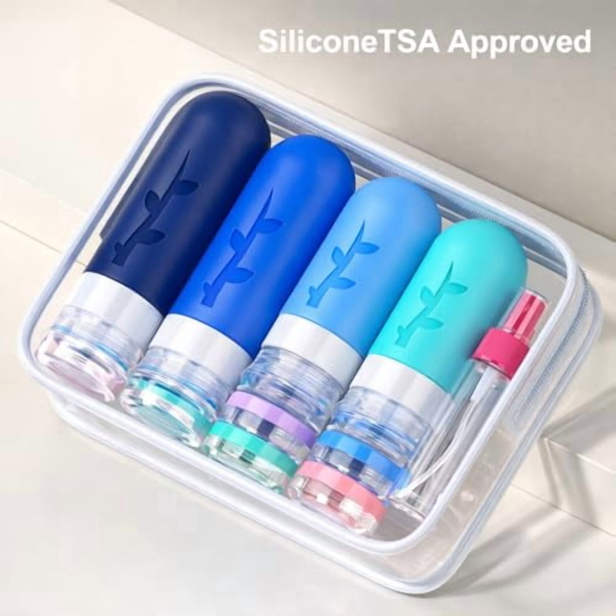 18pack Travel Bottles for Toiletries,TSA Approved Silicone Travel Containers jar for Toiletries,Leak Proof Refillable Liqus Shampoo And Conditioner Essentials toiletry Blue