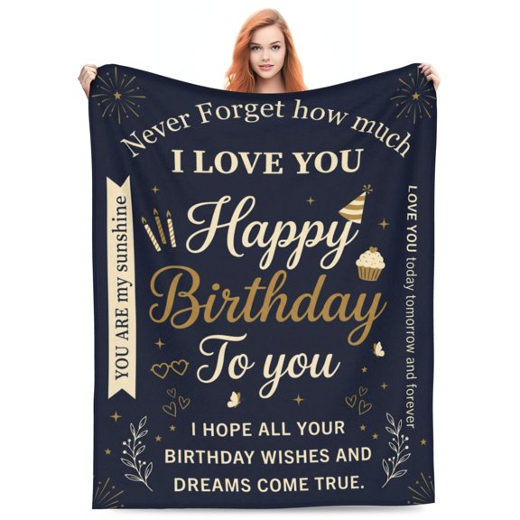 Happy Birthday to You Blanket, Birthday Gifts for Women Men Kids Girls Boys, Gift for Mom Dad Husband Wife Son Boyfriend Brother Sister Grandparents, Throw Blanket 50x40