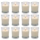 thumbnail image 1 of Set de 12 velas votivas blancas de cristal transparente sin perfume de cera de soja, 1 of 7