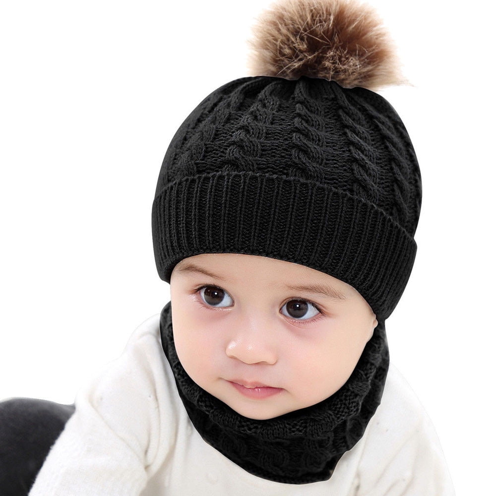 Toddler Kids Girl&Boy Baby Infant Winter Crochet Knit Hat Beanie Cap Scarf Set D 