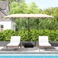 thumbnail image 2 of Gymax 13FT Double-sided Patio Umbrella w/ Solar Lights Crank Handle Umbrella Base Beige, 2 of 10