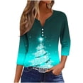 thumbnail image 2 of Fiudx Ofertas Flash Del Día Solo En Línea Blusa de Manga 3/4 Corta Estampada a La Moda para Mujer, Blusa Informal con Cuello Redondo, 2 of 5