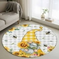 thumbnail image 2 of Round Rugs 4 Ft, Gnomes Non Slip Area Rugs for Kitchen Bedroom Entryway, Vintage Yellow Sunflower Summer Bee Grey Plaid Washable Carpet Runner Rug Floor Mats for Bedroom Home Decor, 2 of 9