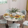 thumbnail image 5 of Sunflower Round Tablecloth for 55-60 Inch Tables, Fitted Table Cover with Elastic Edge, Summer Botanical Lavender Farmhouse Waterproof Outdoor Table Cloth Protector for Patio Garden Dinner Picnic, 5 of 9