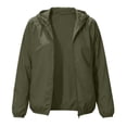 thumbnail image 4 of QIYAGBSA Water Resistant Windbreaker Jackets for Women Hooded Lightweight Full Zip Raglan Sleeve Elastic Cuff Side Pockets Solid Fall Outdoor Casual Wear, 4 of 9