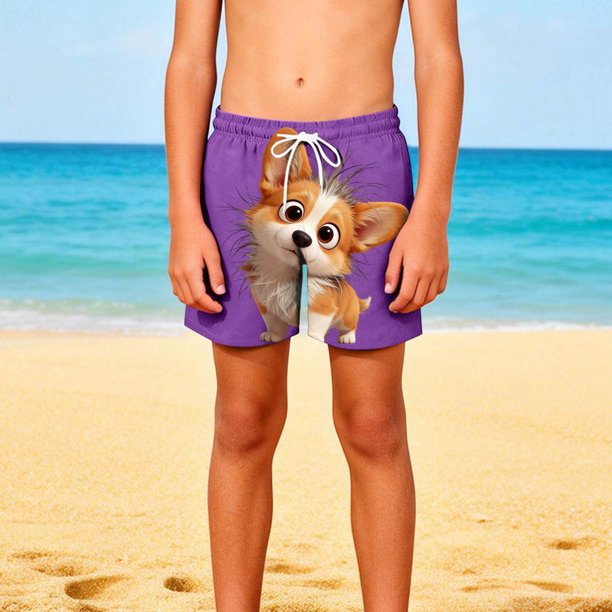 Pantalones cortos de playa para niños y niñas, de color liso, con estampado bonito, transpirables y con bolsillos, para verano