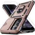 thumbnail image 1 of KOMI Compatible with Samsung Galaxy A16 5G Case Built in Slide Camera Lens Cover+Screen Protector+Finger Ring Holder Kickstand,Heavy Duty Shockproof Full Body Phone Cover,2025 Rose Gold, 1 of 5