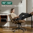 thumbnail image 4 of HomeZeer Vintage Executive Office Chair with Rubber Casters Padded Arms, Premium Cognac Brown Faux Leather Swivel Computer Desk Chair, Height Adjustable Task Chair for Home Office, 4 of 12