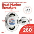 thumbnail image 3 of Pyle 260W 4 Ohms Water Resistant 2 Way Boat Marine Speakers, White (4 Pack), 3 of 11