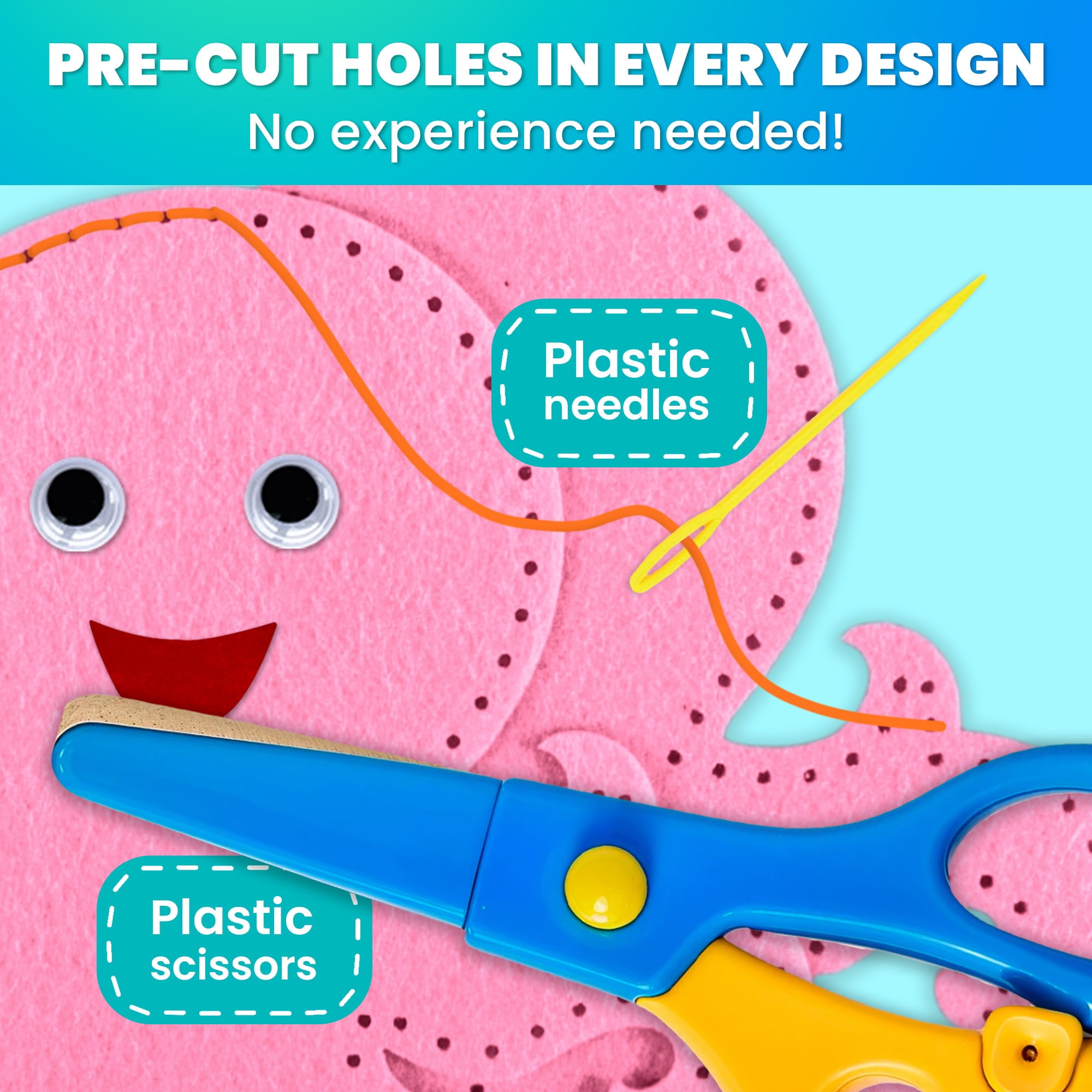 Quokka Kids Crafts Ages 4-8 - Arts Crafts for Kids Ages 6-8 Girls Boys - Sea Animals Sewing Kit Basic
