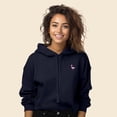 thumbnail image 3 of Dalix Flamingo Embroidered Fleece Cropped Hoodie Cold Fall Winter Women in Navy Blue 2XL XX-Large, 3 of 5