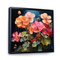 thumbnail image 2 of Designart "Coral Geraniums Garden Euphony I" Floral Floater Framed Wall Art Living Room, 2 of 7