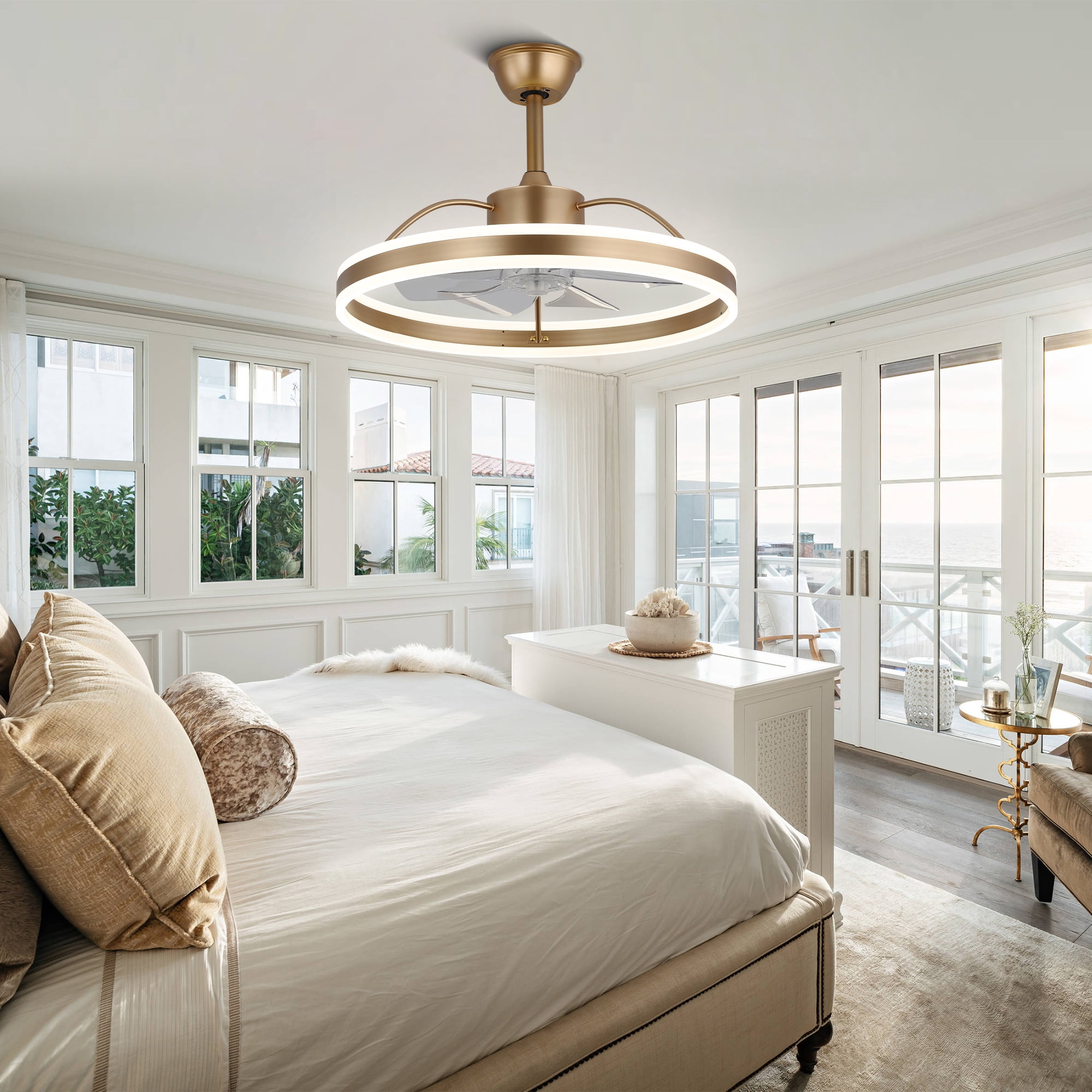 Bella Depot Modern 24'' 34W LED Light Reversible Ceiling Fan with Remote and App Control