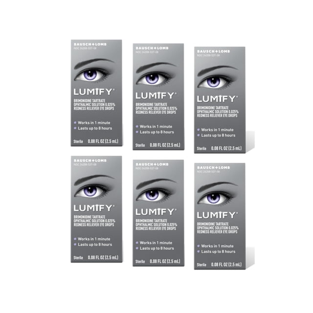 Eye Drops Bausch + Lomb LUMIFY para aliviar el enrojecimiento, 2,5 ml (x6)