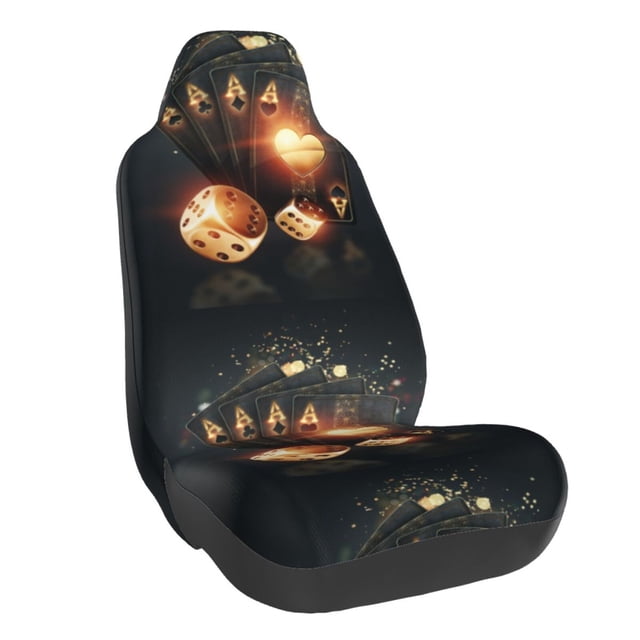 Wukai Creative Poker Full Set Car Seat Covers with Soft Padding Universal Auto Front Seats Protector and Cushion Mat