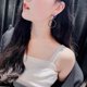 thumbnail image 3 of Korean Style Green Diamond Asymmetrical American and European Exaggerated Fringe Geometric Long Earrings, 3 of 5
